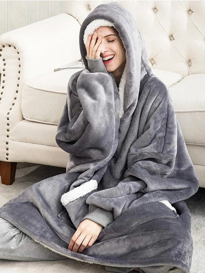 Oversized Hoodies Sweatshirt Women Winter Fleece Giant TV Blanket with